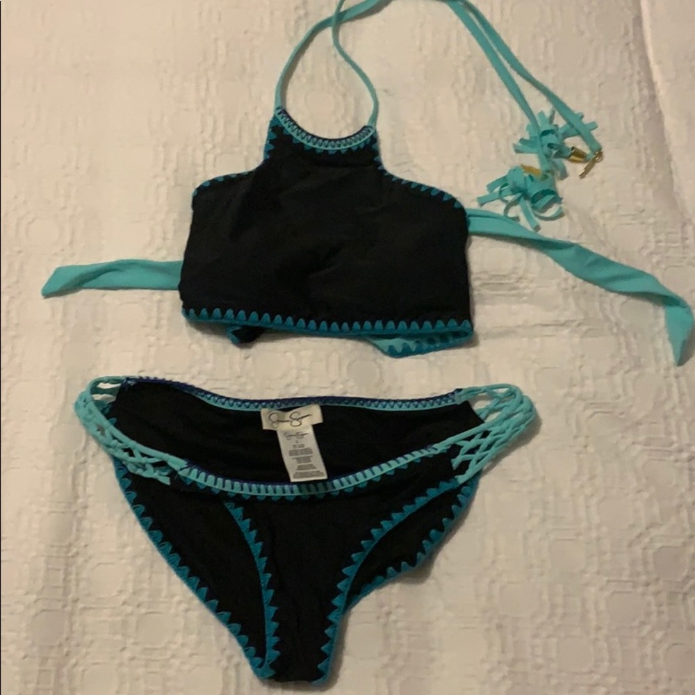 Jessica Simpson Woodstock Whipstitch halter bikini